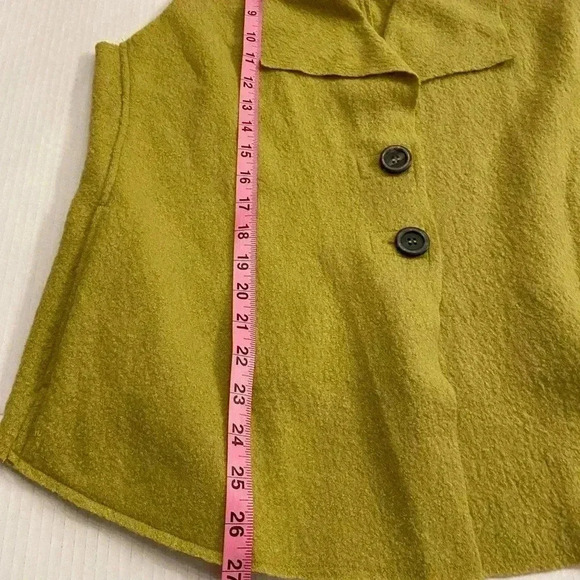 Cut Loose Women’s Vest Wool Boucle Green Buttons Pockets Lapel M-L - Picture 9 of 14